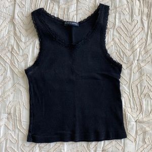 Brandy Melville Black Ribbed Crop Tank Top